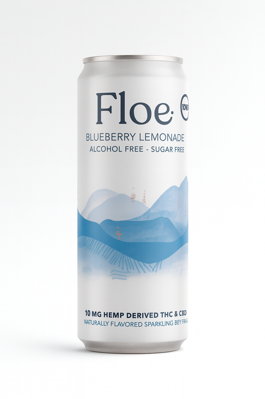 Floe THC CBD Seltzer - Blueberry Lemonade - 4 Pack of 12oz cans