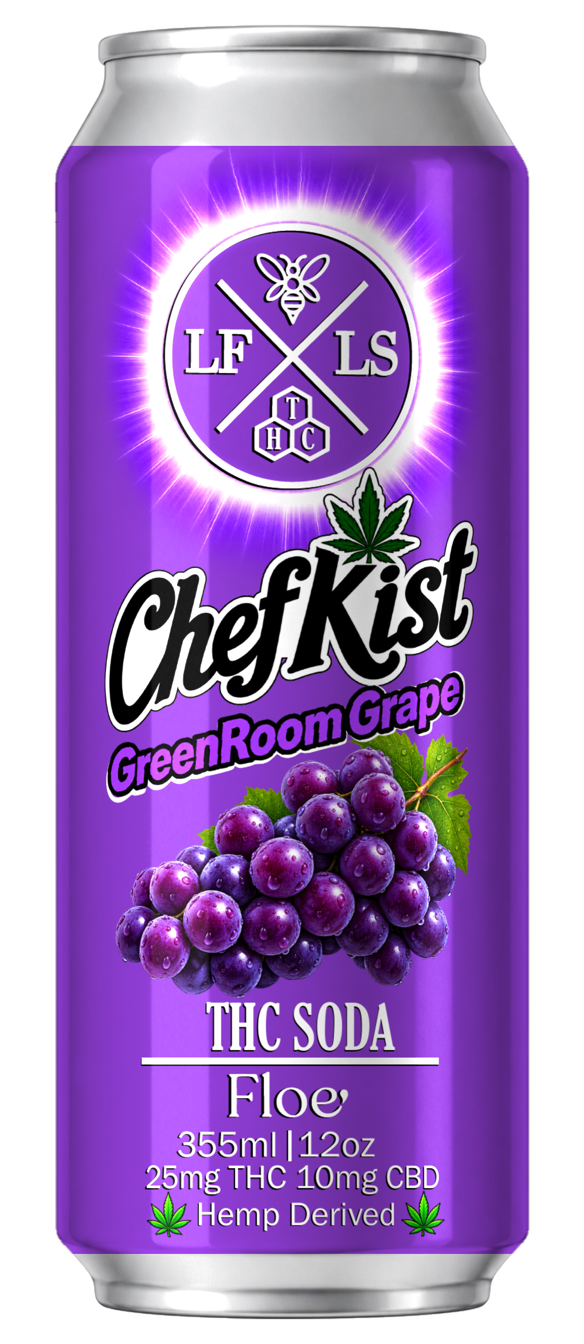 Dunphy THC Infused Soda - ChefKist Greenroom Grape - 25mg - 4pk of 12oz cans