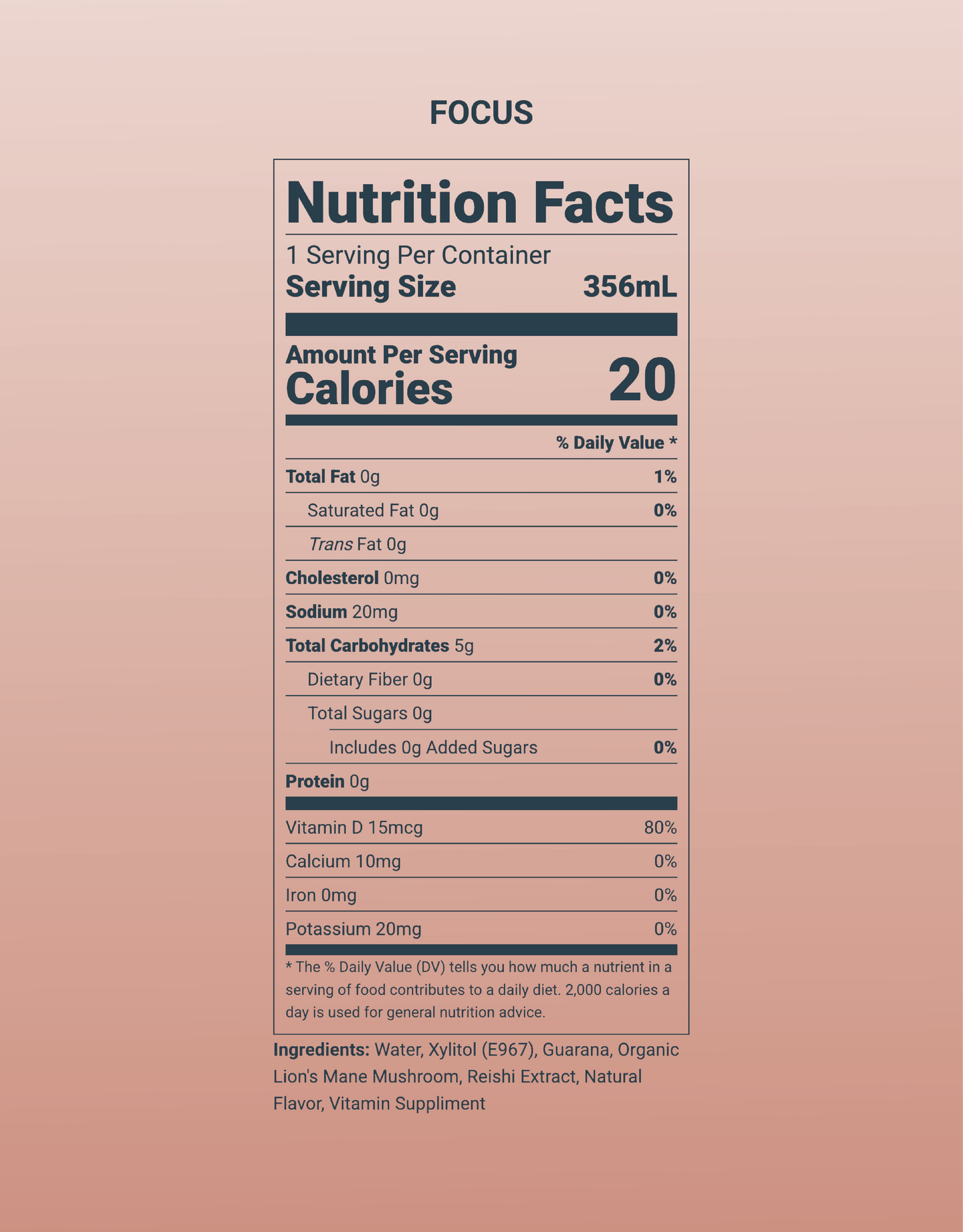 Focus - Functional Mushroom Beverage - 4 pack of 12oz cans