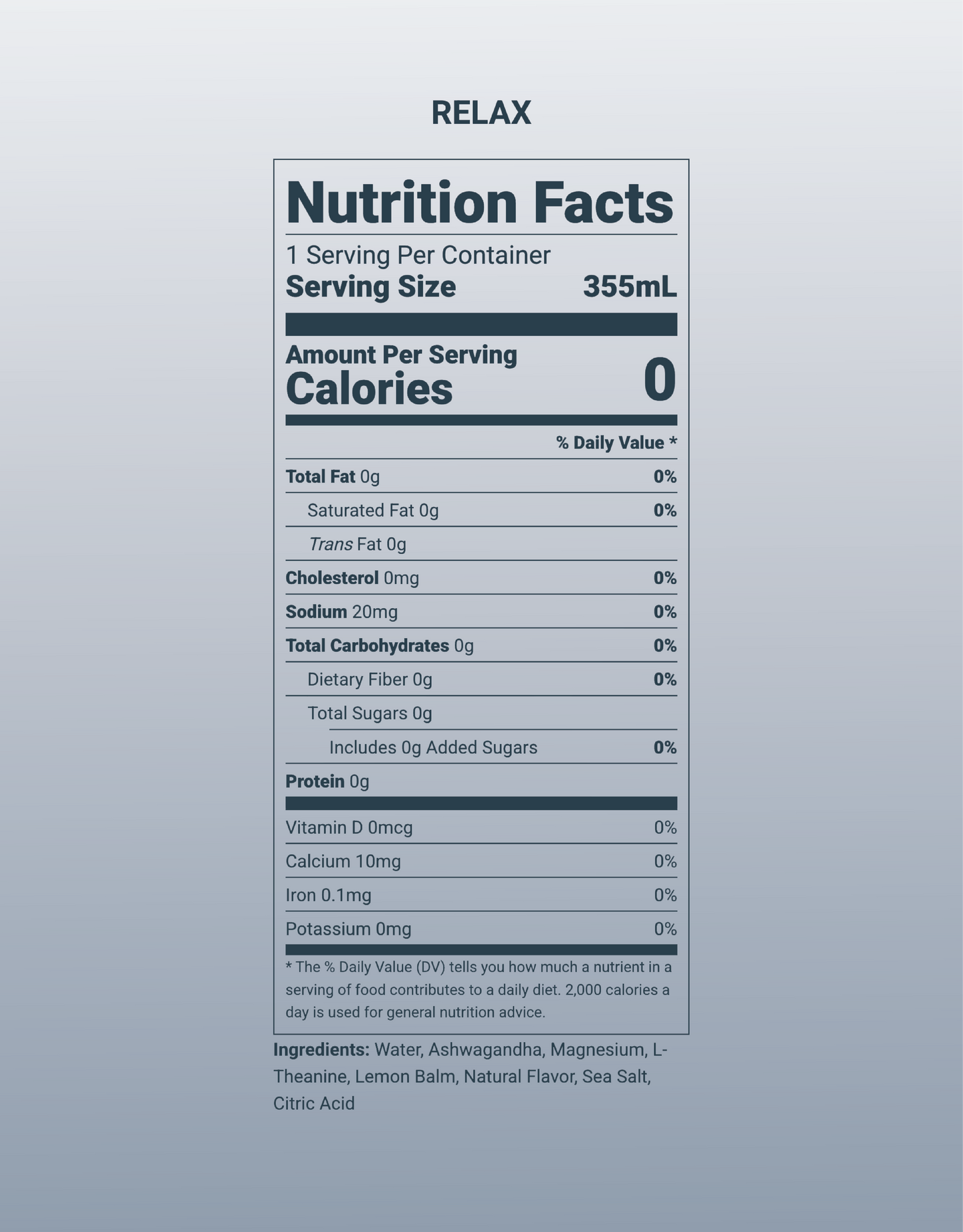 Relax - Adaptogen beverage in 4 pack of 12oz cans