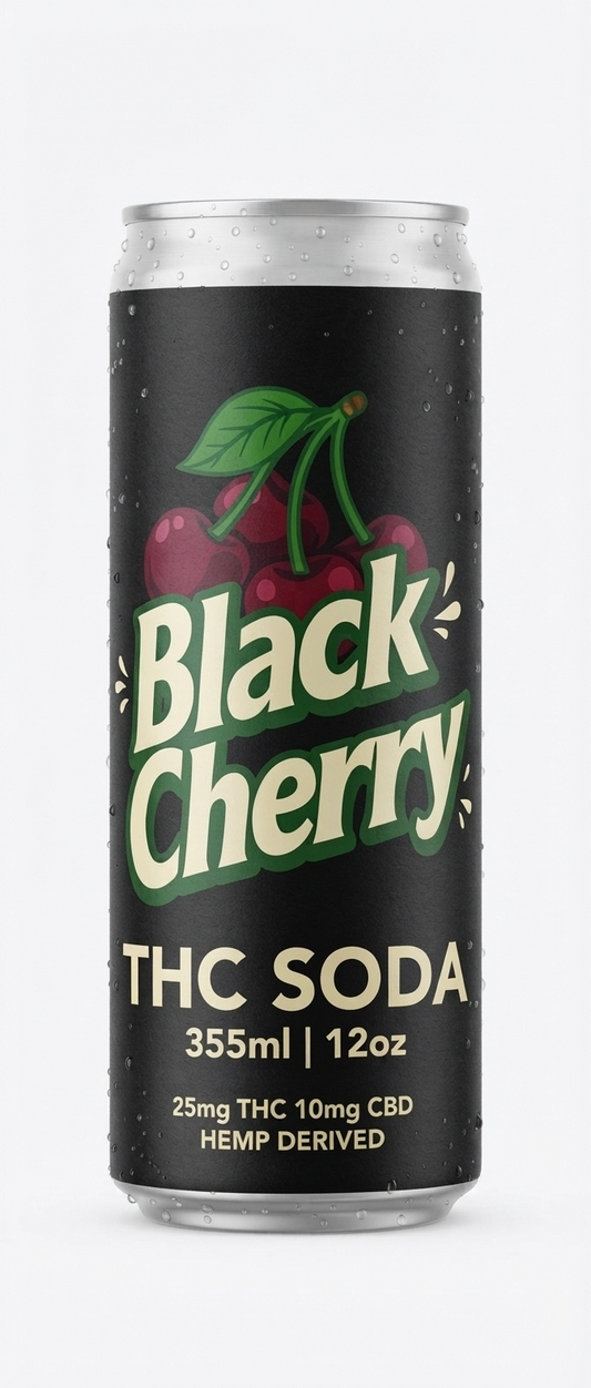 Floe THC CBD Infused Soda - Black Cherry - 25mg - 4pk of 12oz cans