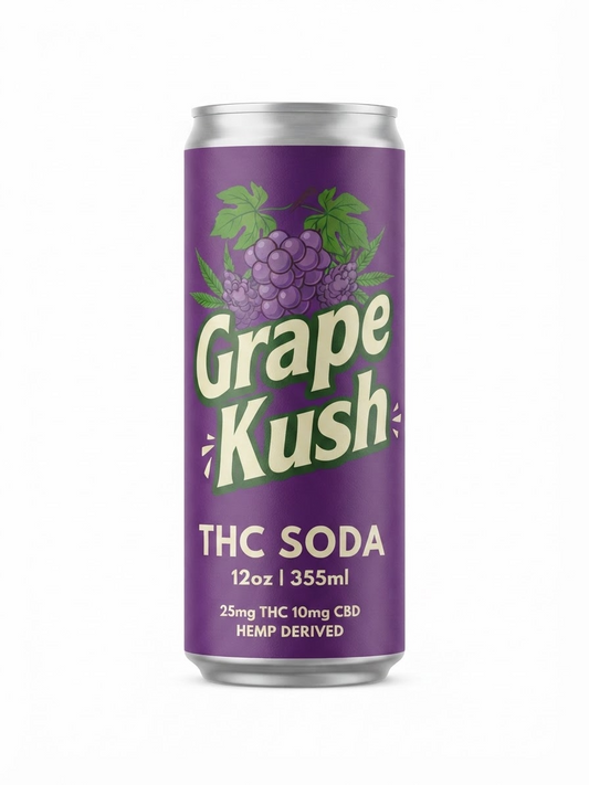 Floe THC CBD Infused Soda - Grape Kush - 25mg - 4pk of 12oz cans