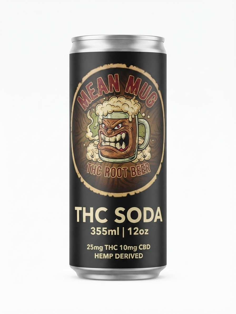 Floe THC CBD Infused Soda - Mean Mug THC Root Beer - 25mg - 4pk of 12oz cans