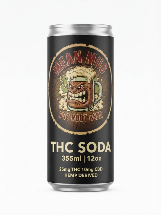 Floe THC CBD Infused Soda - Mean Mug THC Root Beer - 25mg - 4pk of 12oz cans