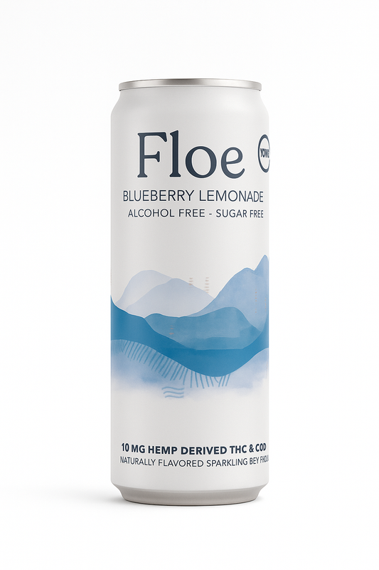 Floe THC CBD Seltzer - Blueberry Lemonade - 4 Pack of 12oz cans