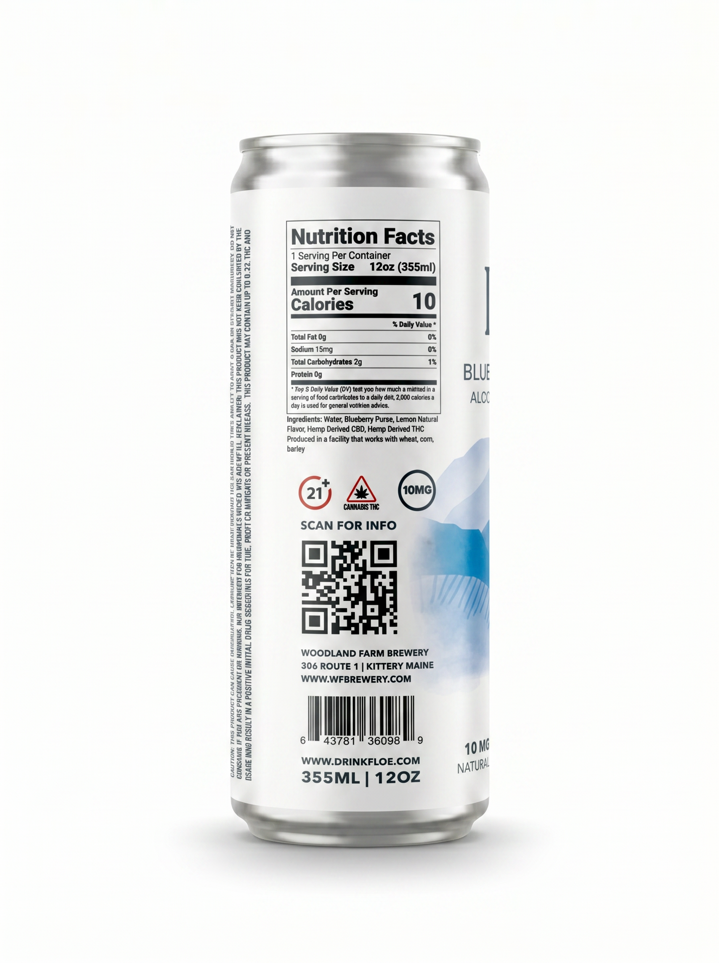 Floe THC CBD Seltzer - Blueberry Lemonade - 4 Pack of 12oz cans