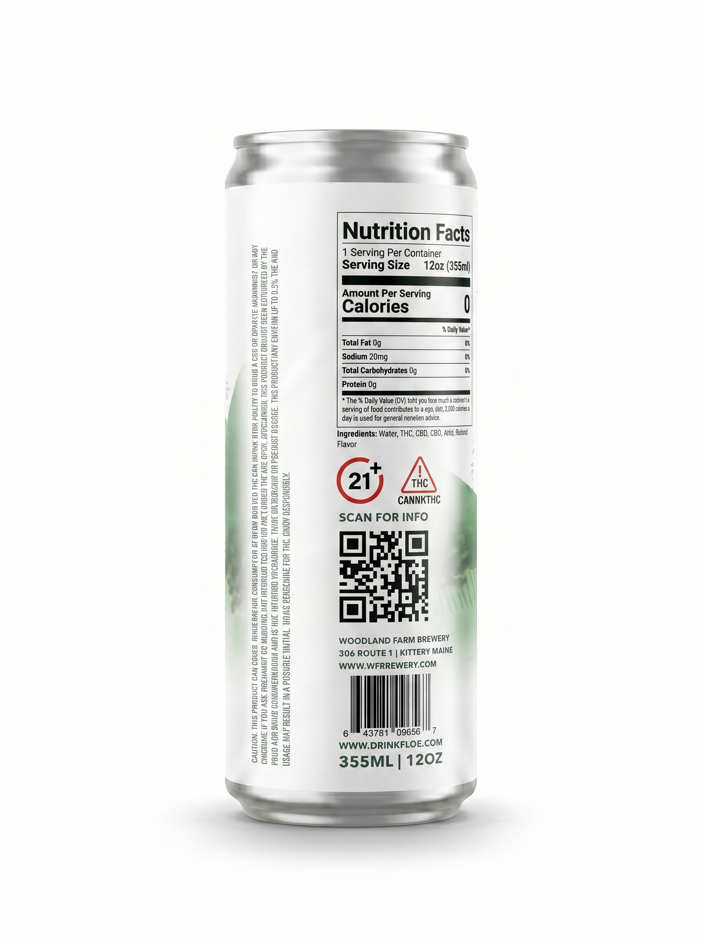 Floe THC CBD Seltzer - Lime & Mint Flavor - 4 pack of 12oz cans.