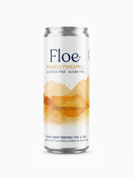 Floe THC CBD Seltzer - Pineapple Mango - 4 Pack of 12oz cans