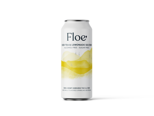 Floe THC CBD Seltzer 5mg - Iced Tea with Lemonade - 4 pack of 12oz cans.