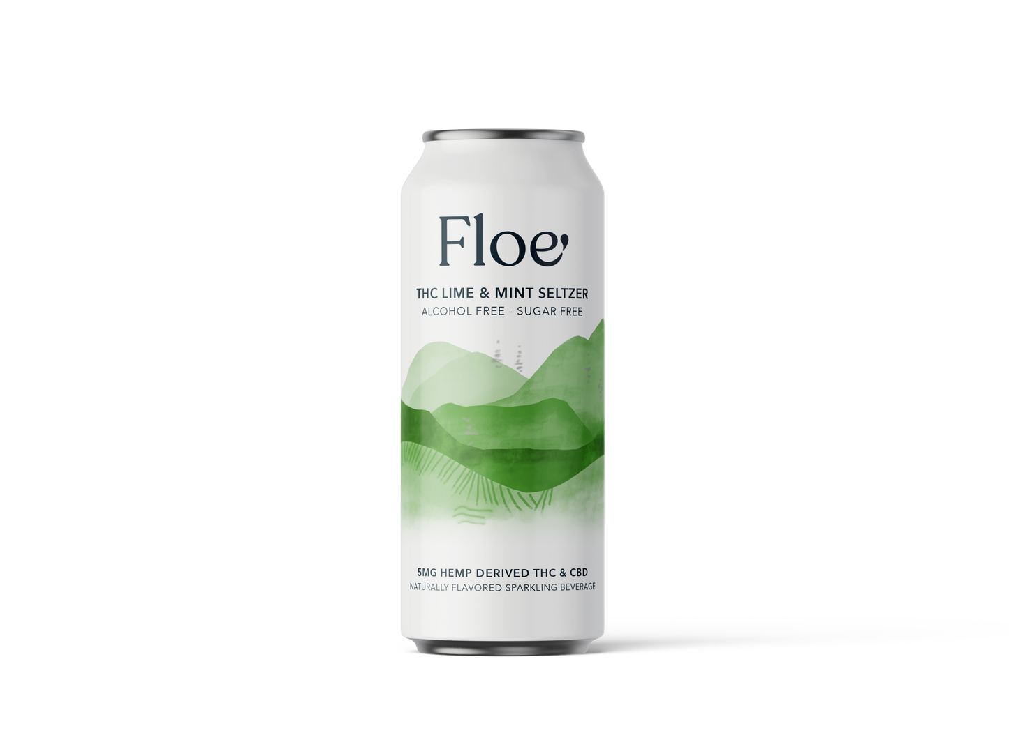 Floe THC CBD Seltzer 5mg - Lime & Mint Flavor - 4 pack of 12oz cans.