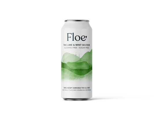 Floe THC CBD Seltzer 5mg - Lime & Mint Flavor - 4 pack of 12oz cans.