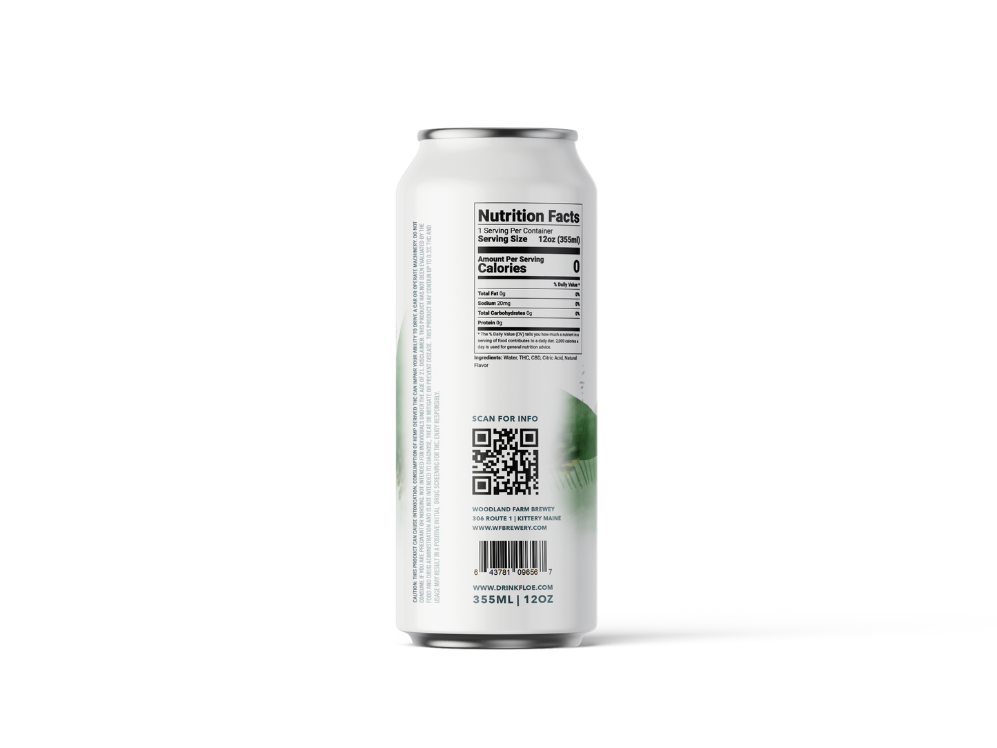 Floe THC CBD Seltzer 5mg - Lime & Mint Flavor - 4 pack of 12oz cans.