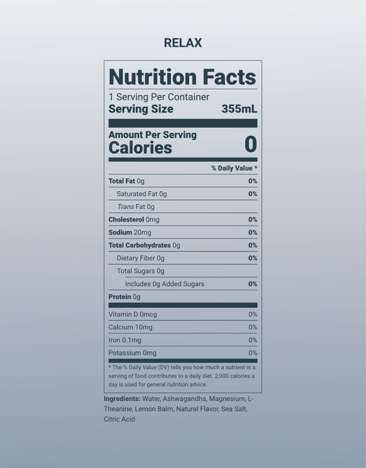 Relax - Adaptogen beverage in 4 pack of 12oz cans