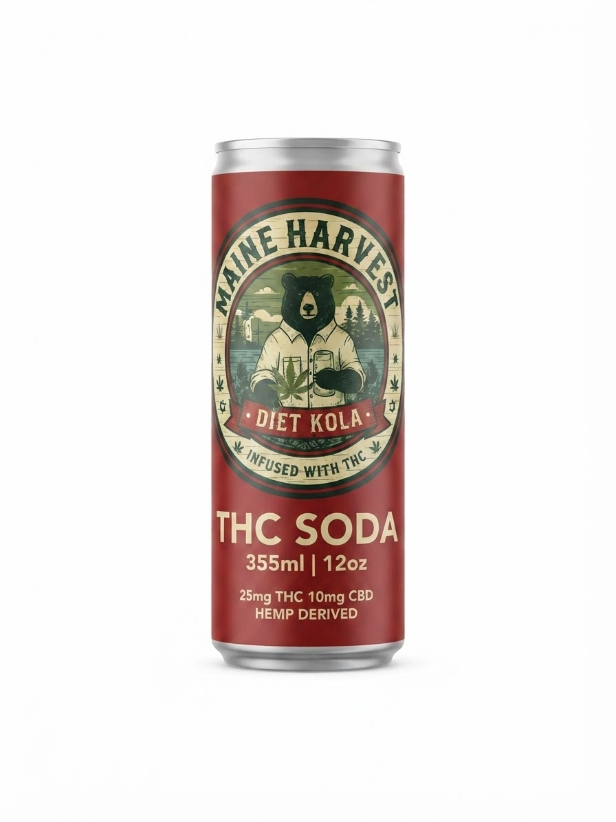 Floe THC CBD Infused Soda - Maine Harvest Diet Kola - 25mg - 4pk of 12oz cans