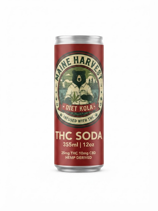 Floe THC CBD Infused Soda - Maine Harvest Diet Kola - 25mg - 4pk of 12oz cans