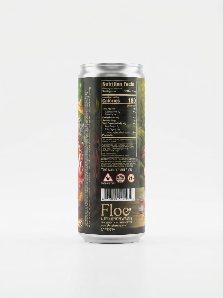 Floe THC CBD Infused Juice Beverage - Fruit Punch - 25mg - 4pk of 12oz cans