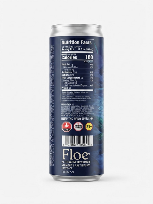 Floe THC CBD Infused Juice Beverage - Blue Razz - 25mg - 4pk of 12oz cans