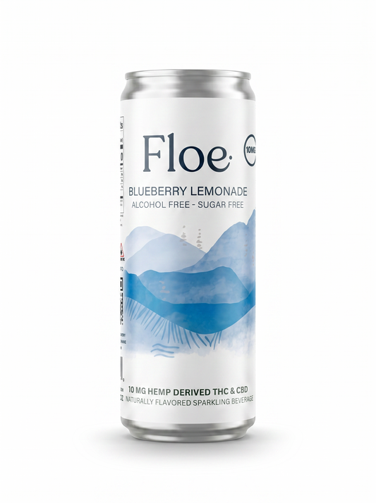 Floe THC CBD Seltzer - Blueberry Lemonade - 4 Pack of 12oz cans