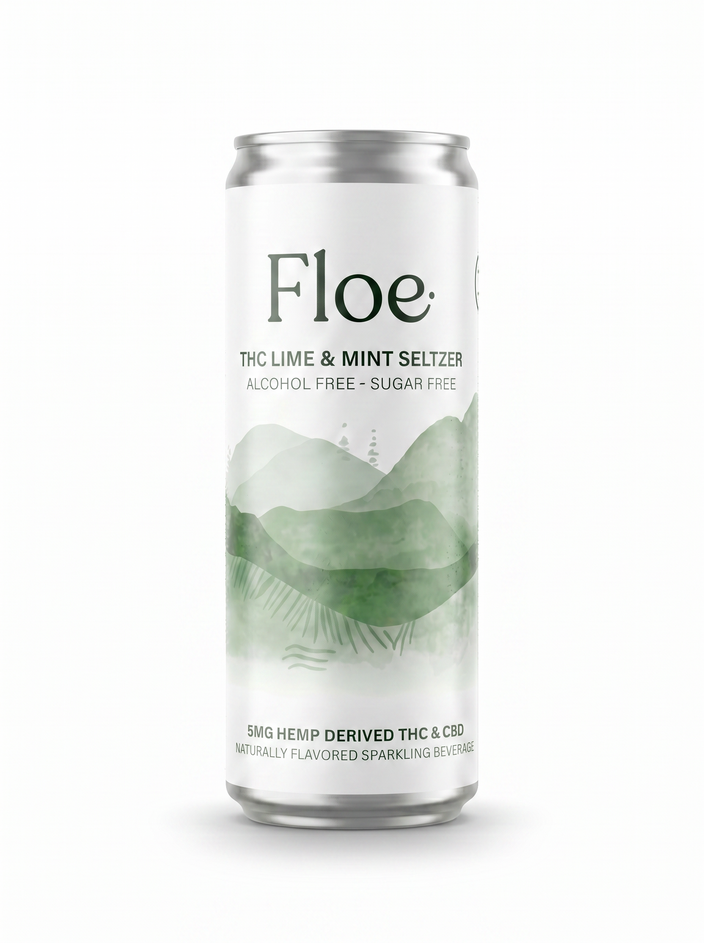 Floe THC CBD Seltzer - Lime & Mint Flavor - 4 pack of 12oz cans.