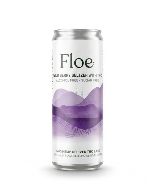 Floe THC CBD Seltzer - Wildberry - 4 pack of 12oz cans.
