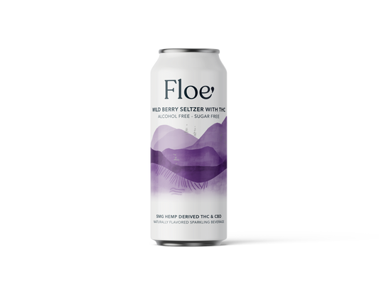 Floe THC CBD Seltzer - Wildberry - 4 pack of 12oz cans.